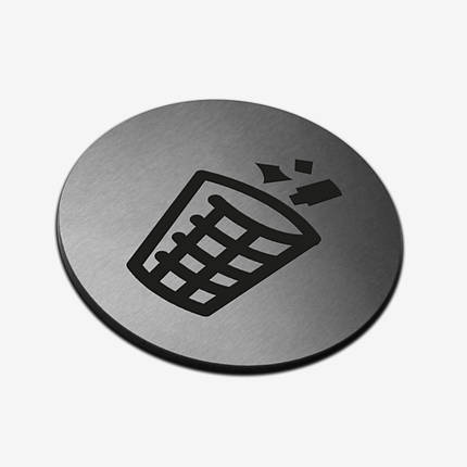 Табличка кругла "Сміттєвий бак" Stainless Steel, фото 1