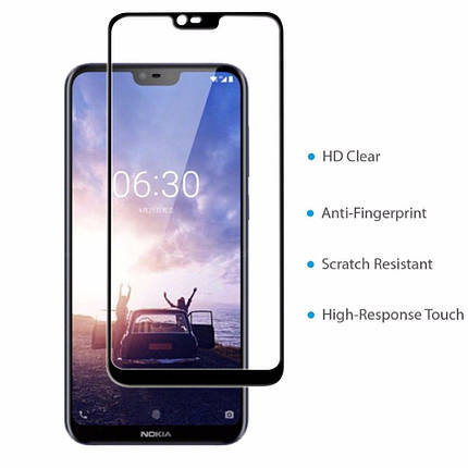 Захисне скло для Nokia 6.1 Plus/X6 2018 чорне, фото 3