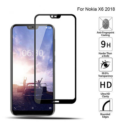 Захисне скло для Nokia 6.1 Plus/X6 2018 чорне, фото 1
