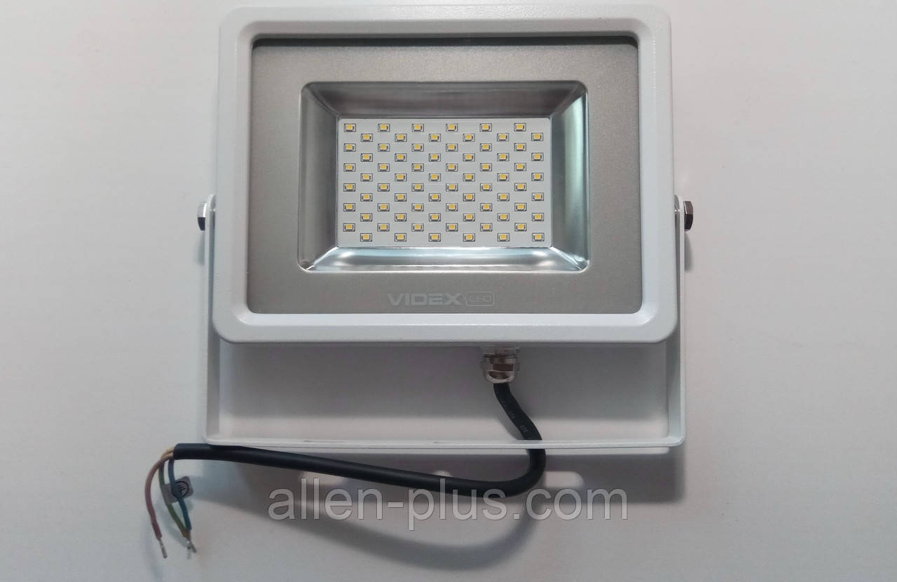 Прожектор LED VIDEX 50W 5000K 6500Lm (72 світлодіода) IP65 220V White