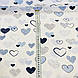 Бавовняна тканина польська серця блакитні, сині з цятками і смужками на білому, фото 3