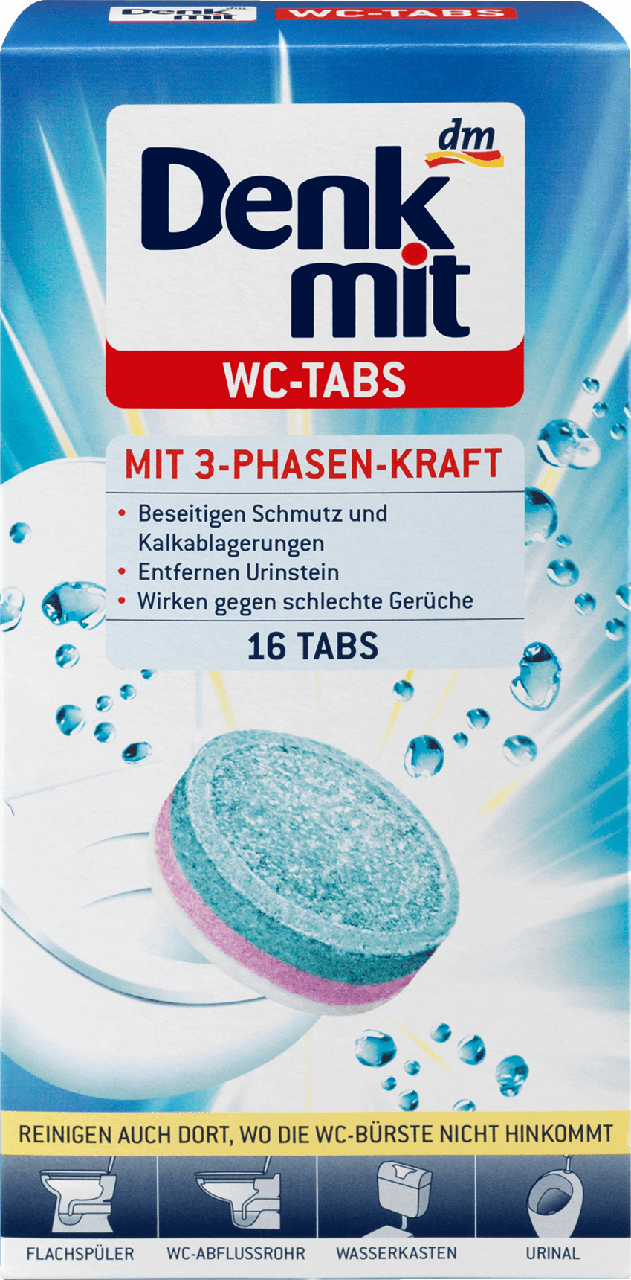 Таблетки для бачка унітаза з формулою крафту Denkmit WC, 16 шт., фото 1