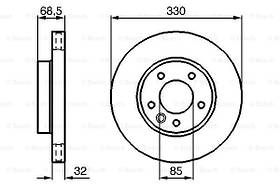 Гальмівний диск передній правий Porsche Cayenne (2002-) Bosch 0986479250