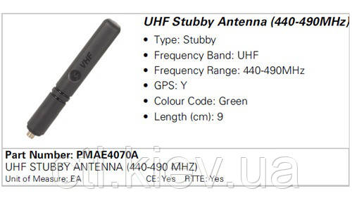 АНТЕННА MOTOROLA PMAE4070A (440-490MHZ), фото 1