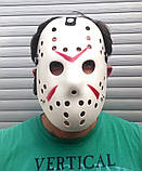 Маска Джейсона біла з червоними смужками пластик, фото 2