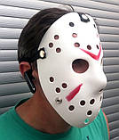 Маска Джейсона біла з червоними смужками пластик, фото 3