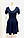 Маленьке чорне плаття в синій горох літнє з коротким рукавом приталене спідниця кльошена, фото 2