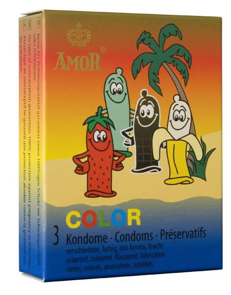 Ароматизовані кольорові презервативи — Amor Color, 3 шт.