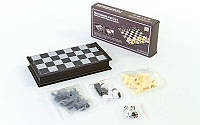 Настільна гра 3в1 шахи + нарди + нарди магнітні 54810: пластик, розмір дошки 20х20 см