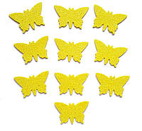 Жовті метелики N1 з глітером (блискітками) аплікації з фоамирана Латексу заготовки 3.8 см 10 шт/уп
