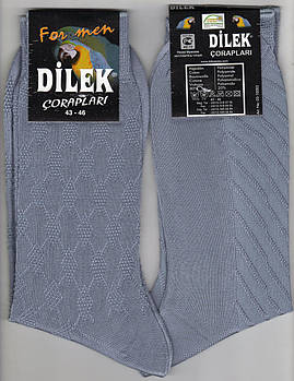 Шкарпетки чоловічі тонкі шовк Dilek, без шва, 43-46 розмір, високі, світло-сірі, 02314