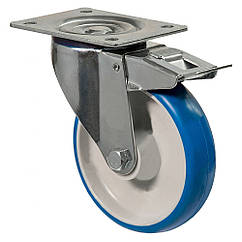 Колесо 5104-N-160-R, Ø 80 мм, 51 Norma, поворотне колесо з синього поліуретану, колесо для харчового обладнання