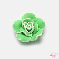 Бусина из полимерной глина 30х14мм 3D цветок для рукоделия цвет салатовый