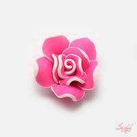 Бусина из полимерной глина 30х14мм 3D цветок для рукоделия цвет салатовый Ярко-розовый