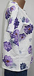 Футболка жіноча біла в фіолетові квіти,пряма Жіночі футболки, фото 5