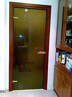 Міжкімнатні двері із загартованого скла (бронза)