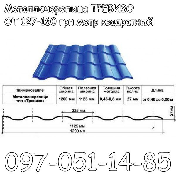Металлочерепица "Trevizo" Thermasteel , ral 9005 0,45 matt Китай 1 1186612996 1186612996 цена на RAMKABUD