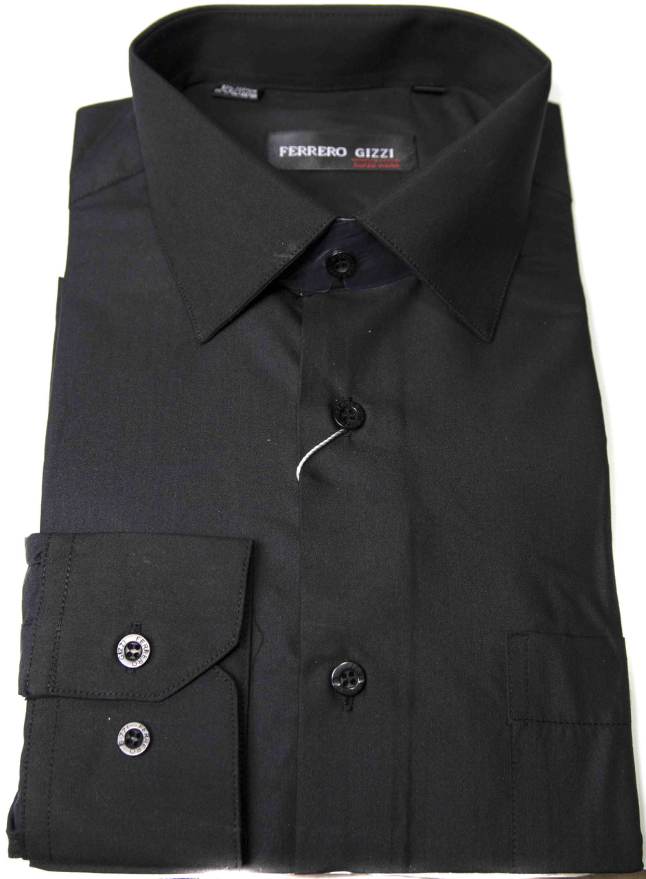 Сорочка чоловіча "Ferrero Gizzi". Чорна. Довгий рукав, фото 1