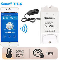 Wifi реле Sonoff TH16 + AM2301 датчик температуры и влажности (16А / AC 250В удаленное управление, умный дом)