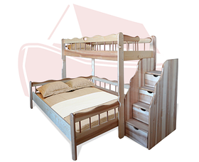 Ліжко дерев'яне двоярусне тримісне Ковчег дерев'яне двох'ярусне