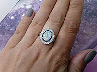 Красивое кольцо с огненным опалом. Кольцо опал 16 размер