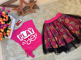 Костюм літній для дівчинки 6-10 років Туреччина, топ, спідниця