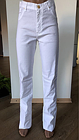 Джинси жіночі білі лляні, джинси білі жіночі, джинси прямі, рівні, літні, висока посадка