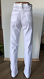 Джинси жіночі білі лляні, джинси білі жіночі, джинси прямі, рівні, літні, висока посадка, фото 3