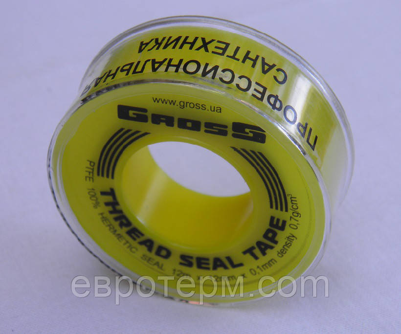 Фум стрічка для газ (жовта) 12м х 12мм х 0,1 мм, фото 1