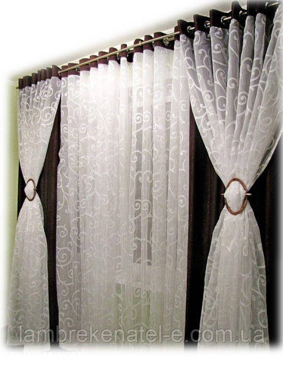 Комплект порт'єр і вуалі на люверсах, фото 1