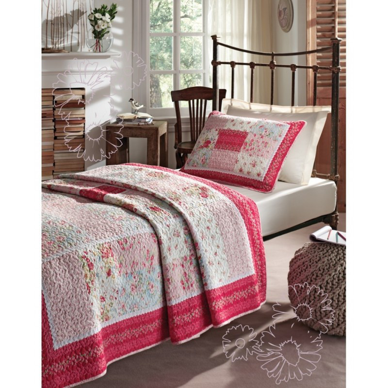 Покривало з наволочкою Karaca Home - Bonny Patchwork бавовна 90% поліестер, 10% 180*260