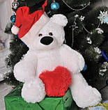 Білий плюшевий Ведмедик 70 см. із серцем 25 см. Найроманіший подарунок, фото 4