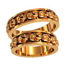 Кільця Черепи, парні для двох, срібло 925, золото 585/750