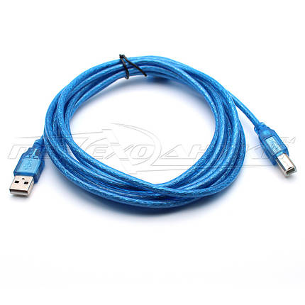 Кабель USB 2.0 AM-BM з феритом для принтера, синій, 5 м, фото 3