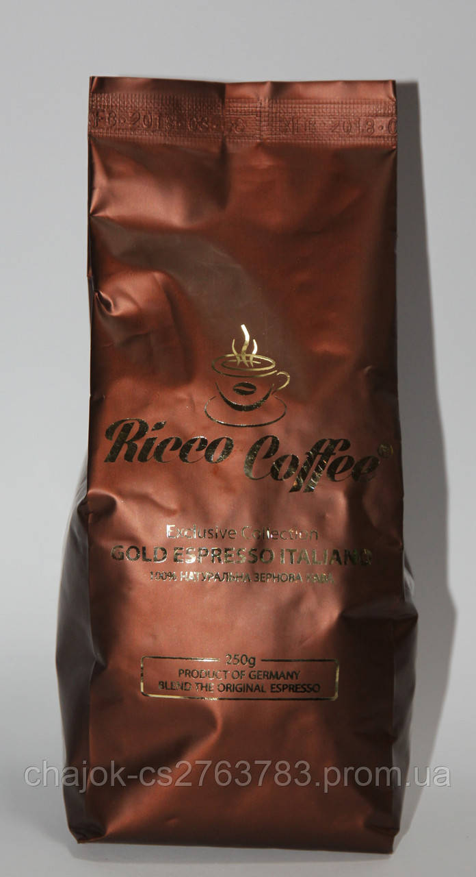 КАВА RICCO COFFEE GOLD ESPRESSO ITALIANO (зерно) 250 гр.