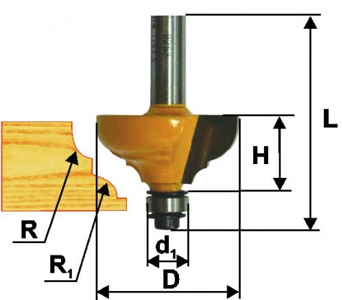 Кромочная Фреза калевочная ф28.6х13, r4, хв.8мм (арт. 9252)