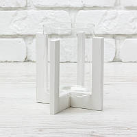 Підсвічник скляний на білій дерев'яній підставці розмір 70*95