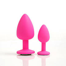 Анальна пробка L 4 см велика силіконова з каменем Silicon Crystal, фото 4