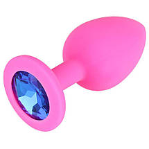 Анальна пробка L 4 см велика силіконова з каменем Silicon Crystal, фото 3