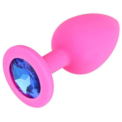 Анальна пробка М 3,5 см Silicon M Crystal середня силіконова з камнем, фото 1