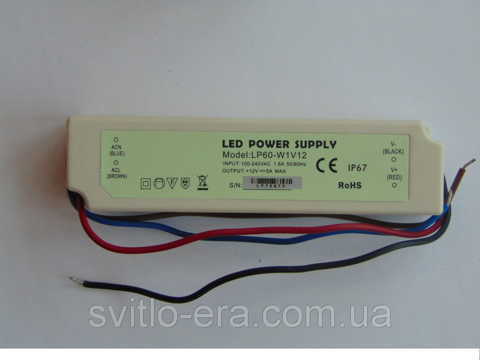 Блок питания LED LP-60-5А W1V12 IP67 - фото 1 - id-p554655009