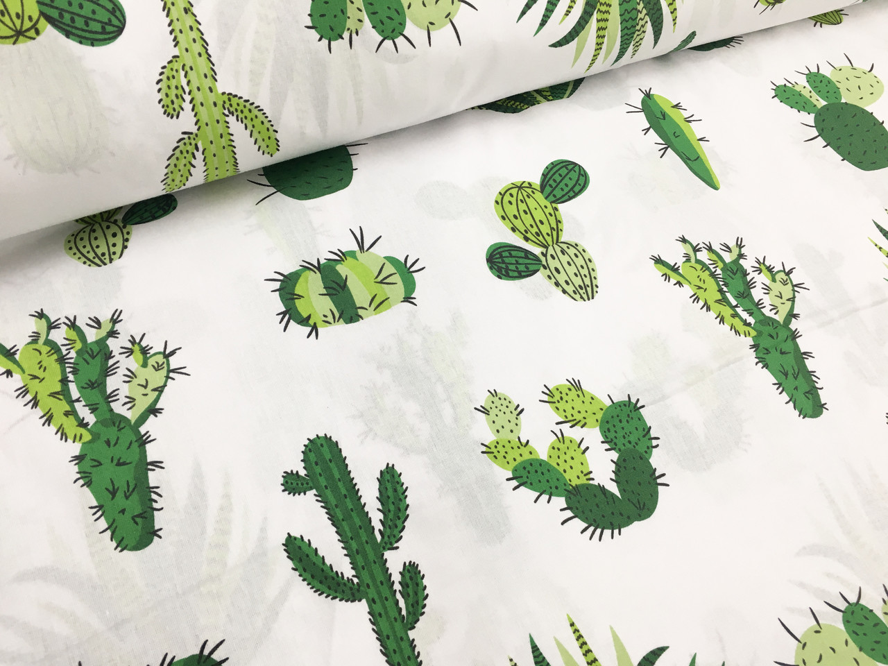 Польська бязь "кактуси на білому", фото 1