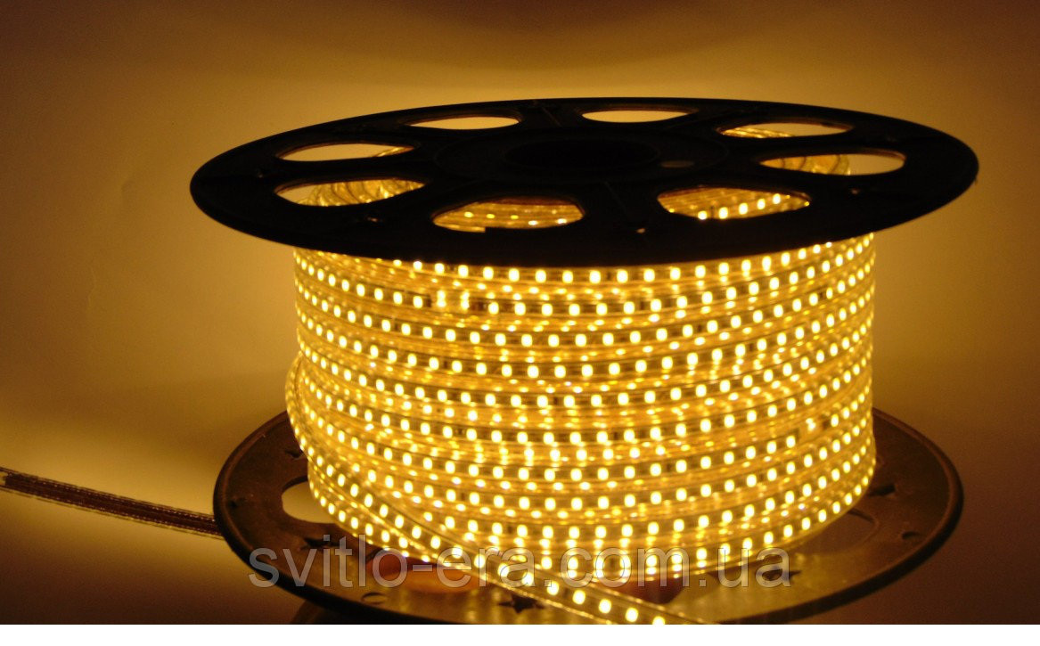 Світлодіодна стрічка 220V SMD 3528 120 LED Тепло-Біла IP67
