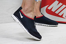Підліткові кросівки літні Nike Free Run 3.0 сітка,темно -сині з червоним, фото 3