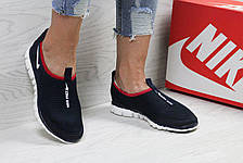 Підліткові кросівки літні Nike Free Run 3.0 сітка,темно -сині з червоним, фото 2