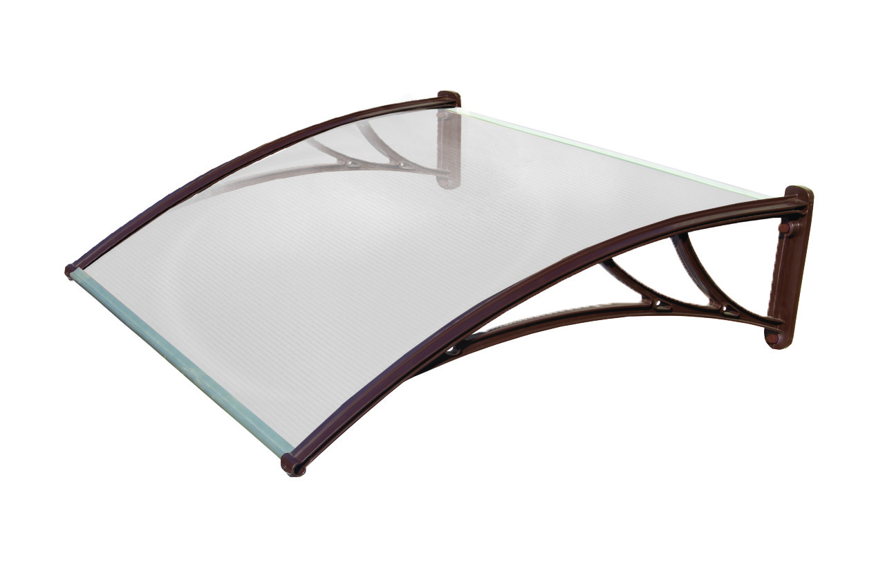 Козирок "TanDem" 3000х930х280мм Коричневий з Стільниковим Полікарбонатом 4мм Прозорий, фото 1