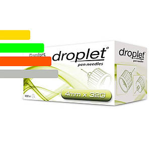 Голки Droplet (Дроплет) 4мм 32G для шприц-ручок інсулінових, фото 3