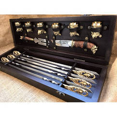 Набір для шашлику. "Кабан" Шампура+чарки+ніж+виделка