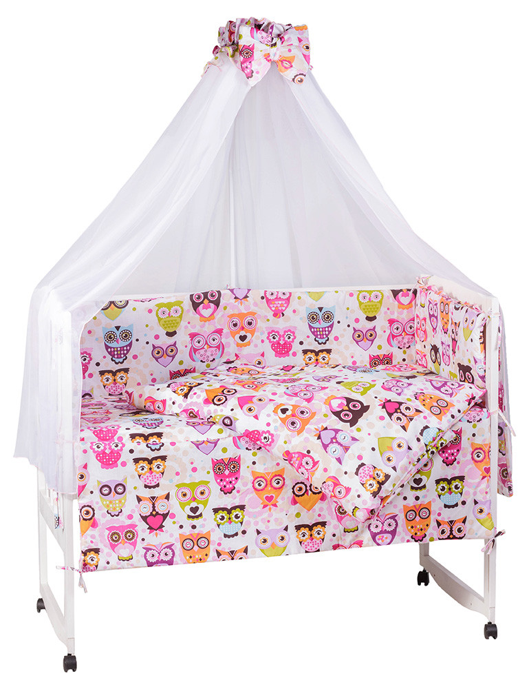 Дитяча постіль Qvatro Gold RG-08 білий (малинові великі сови), фото 1