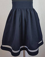 Юбка детская темно-синяя с сеткой 122-128, 134-140см костюмная ткань